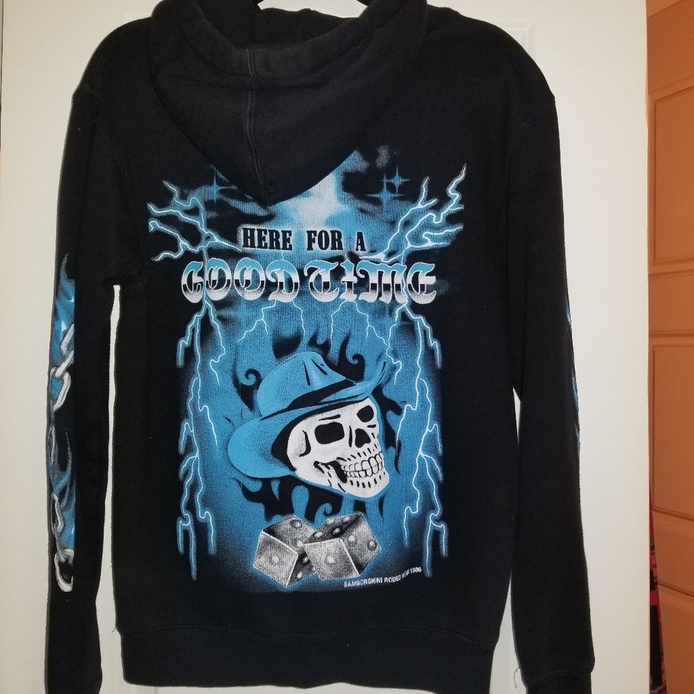 Cowboy skeleton 'Here for a good time' 100% cotton hoodie